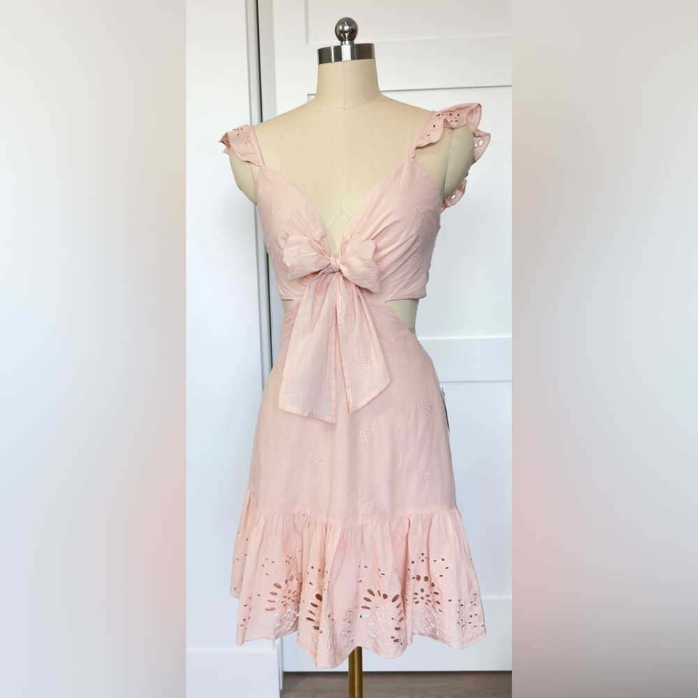 NWT EXPRESS EYELET EMBROIDERED TIE FRONT CUTOUT DRESS